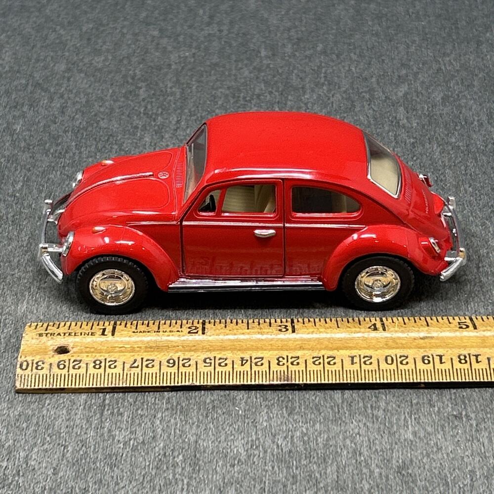 Kinsmart Pull & Go 1967 Volkswagen Classic Beetle Red Diecast 1/32 Toy Car 5"
